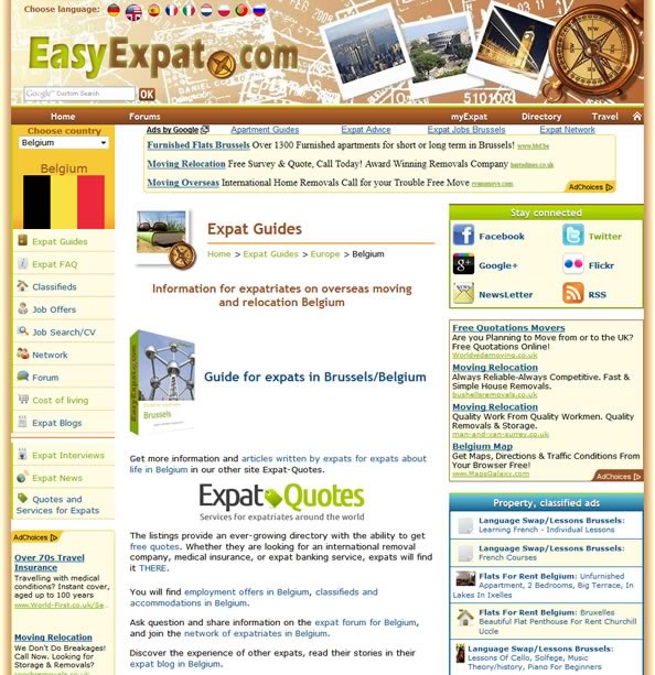 Internal page of EasyExpat.com