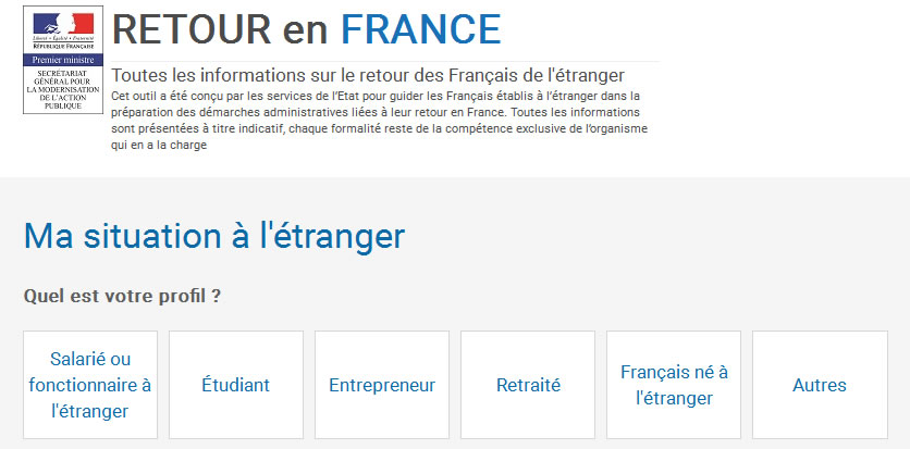 Simulateur en ligne Retour en France