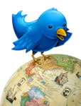 Twitter bird on globe
